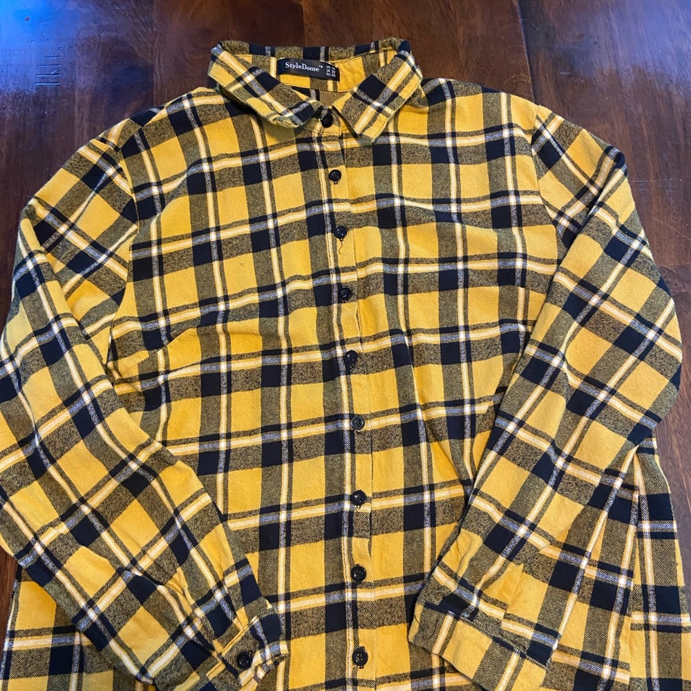 Yellow plaid button up